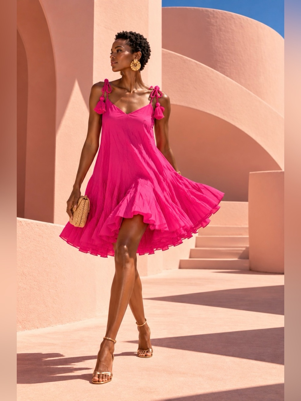 NWT Rhode “Casey” Hot Pink Mini Dress - Small